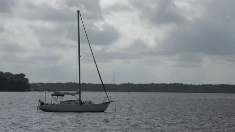 St. Augustine Florida harbor and anchorage on the Matanzas River at sunrise. Stock-Footage 195940427