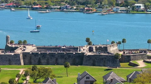 St Augustine, Florida. Historic fort Castillo de San Marcos, National Monument Stock Footage 330002127