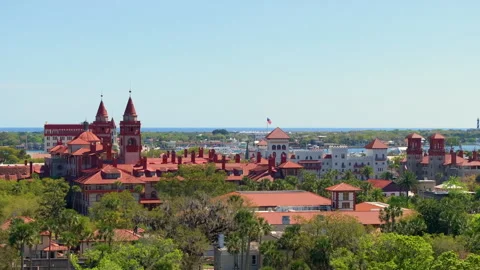 St Augustine, Florida. Historic old Flagler College and American architecture of Stock Footage 314794411