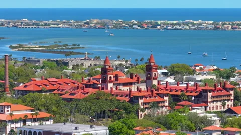 St Augustine, Florida. Historic old Flagler College and American architecture of Stock Footage 320088107