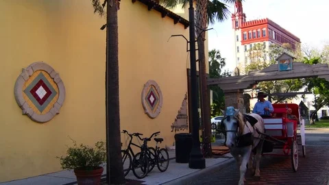 St Augustine Florida oldest city in nation people walking on Aviles Street with Видео 73748854