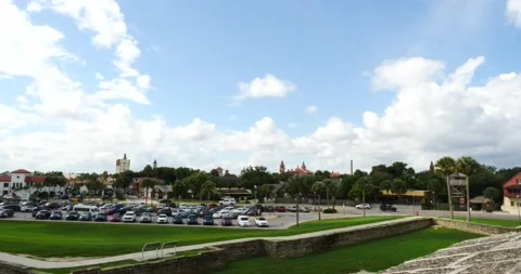 St Augustine Florida view of Old Town Blue skies traffic Stock-Footage 210305559