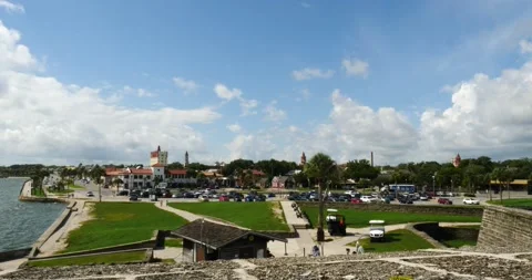 St Augustine Florida view from on top Castillo de San Marcos Blue skies in City Stock Footage 210302904