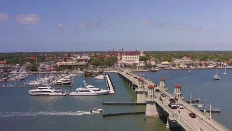 St. Augustine Florida,harbor and bridge track down, 60fps,4K Stock Footage 275608139