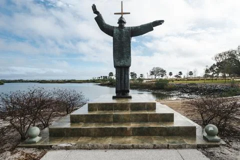 St Augustine, Florioda -December 31, 2022: Bronze statue of Father Francisc.. Stock Photos