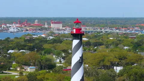St Augustine historical Light House and Maritime Museum. National historic Stock Footage 317652280