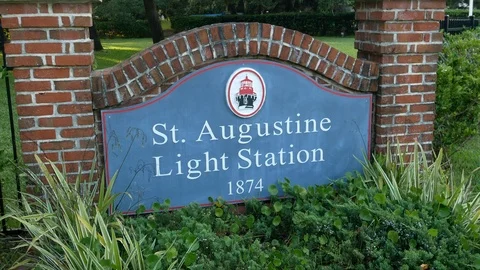 St. Augustine Light Station Sign, Florida, United States. 스톡 동영상 115862399