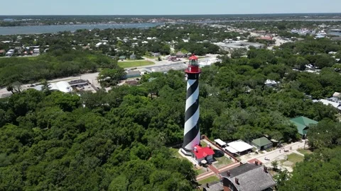 St Augustine lighthouse down Vídeo Stock 240339750