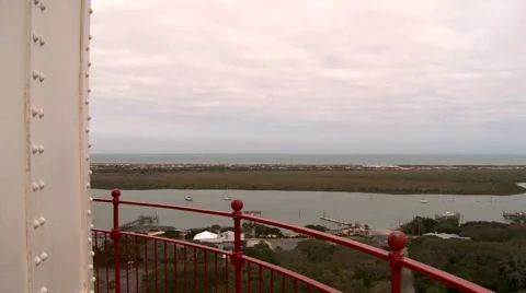 St. Augustine Lighthouse on the North end of Anastasia Island Stock Footage 52080840