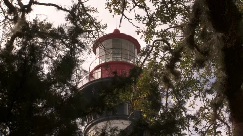 St. Augustine Lighthouse on the North end of Anastasia Island Stock Footage 52080891