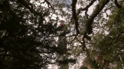 St. Augustine Lighthouse on the North end of Anastasia Island Stock Footage 52080901