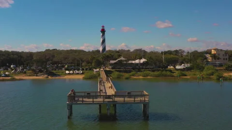 St Augustine Lighthouse Pier 스톡 동영상 155132486