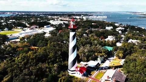 St Augustine lighthouse spin ocean side 库存影片 254829033