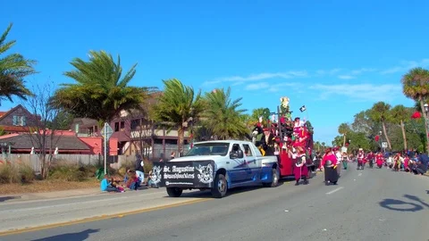 St Augustine Parade pirate ship 4k Stock Footage 70592399