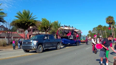 St Augustine Parade pirates Stock Footage 70591467