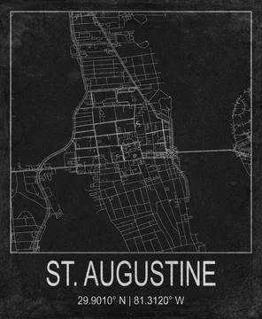 St Augustine USA Black and White City Map Art 스톡 일러스트