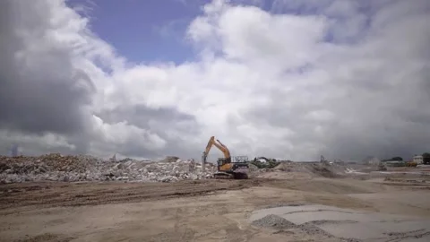 St Austell, Cornwall England. Machine breaking stones in a quarry. Stock Footage 134182433