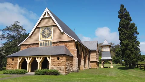 St Barnabas historic Chapel, built in 1880, Norfolk Island, Australia Stock Footage 147962044