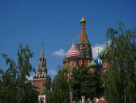 St. Basil cathedral on Red Square in Moscow, Russia Stock Photos