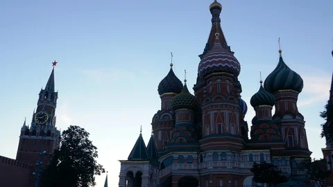 St Basil's Cathedral and Kremlin Red Square, Moscow, Russia. Stock Footage 99606292