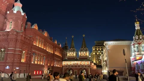 St Basils Cathedral and the Kremlin in Red Square, Moscow, Russia  4k video Stock Footage 240311587