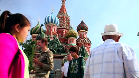 St. Basil's Cathedral And Monument To Minin And Pozharsky On Red Square Stock Footage 41226392