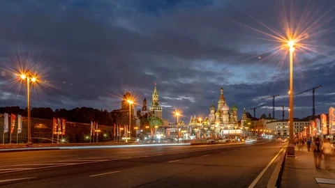 St. Basil's Cathedral night view Stock Footage 92121023