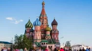 St. Basils Cathedral From Red Square Timelapse Hyperlapse In Moscow, Russia Stock Footage