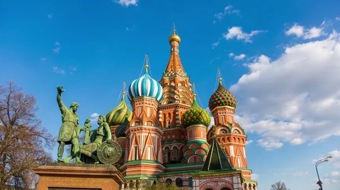 St. Basil's Cathedral on Red Square, Moscow Video stock 69744339
