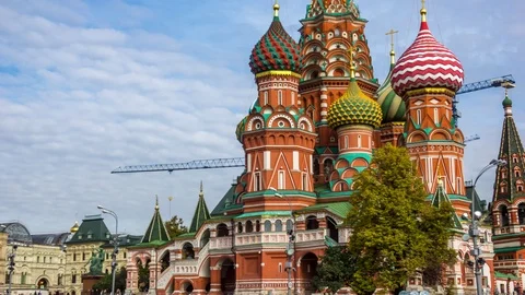 St Basils Cathedral On Red Square In Moscow Stock Footage 118088789