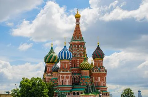 St. Basils cathedral on Red Square in Moscow Stock Photos
