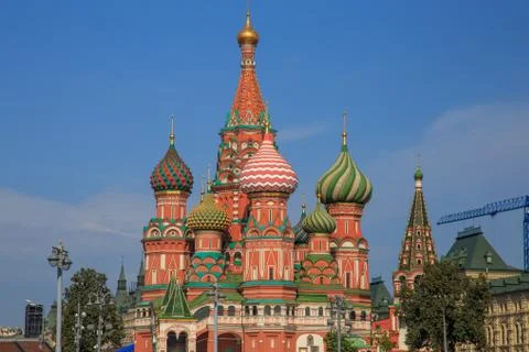 St. Basil's Cathedral on Red Square in Moscow and nobody around one autumn Stock Photos