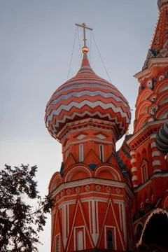 St Basils Cathedral on Red Square in Moscow in sunset Stock Photos