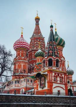 St Basils Cathedral on Red Square in Moscow in winter Stock Photos