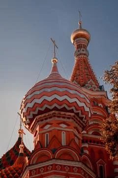 St Basils Cathedral on Red Square in Moscow in sunset Stock Photos