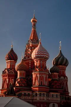 St Basils Cathedral on Red Square in Moscow in sunset Stock Photos