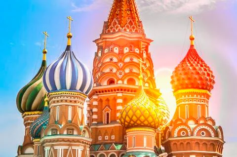 St. Basils cathedral on Red Square in Moscow Stock Photos