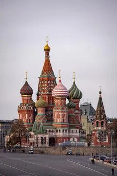 St. Basil's Cathedral on red square, an unusual angle Stock Photos