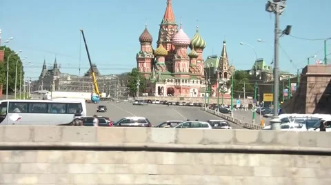 St. Basil's Cathedral. View From A Moving Ship Stock Footage 5746776