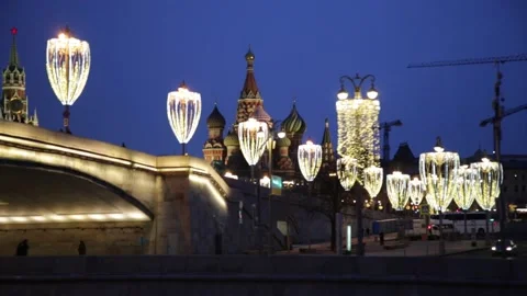 St. Basil's Cathedral, view from the river Stock Footage 131362917
