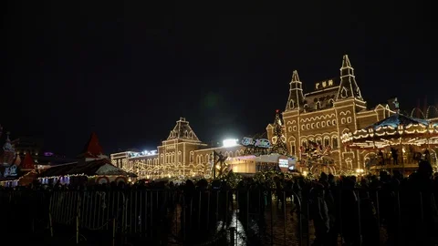 St. Basil's Cathedral, winter evening. Moscow, Russia. Video stock 100921505
