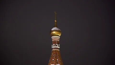 St. Basil's Cathedral, winter evening. Moscow, Russia. 스톡 동영상 100922931