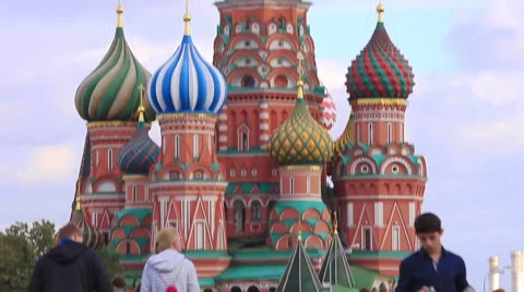 St Basil's Church from Red Square, panorama, Moscow, Russia Video stock 61787627