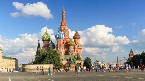 St Basil's Church on the red square in Moscow Stock Footage 72184618