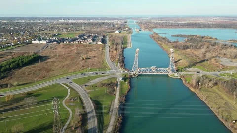 St. Catharines Welland Canal Locks Glendale Avenue Bridge Shipping Lane Stock Footage 292842416