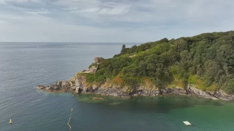 St Catherine&amp;#039;s Castle over River Fowey, Fowey, Cornwall, England Stock Footage 341980058
