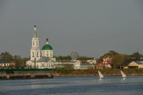 St. Catherine's convent. View of the monastery from the Volga river in Tver Stock Photos