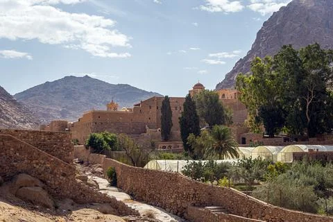 St. Catherine's Monastery, located in desert of Sinai Peninsula in Egypt at t Stock Photos
