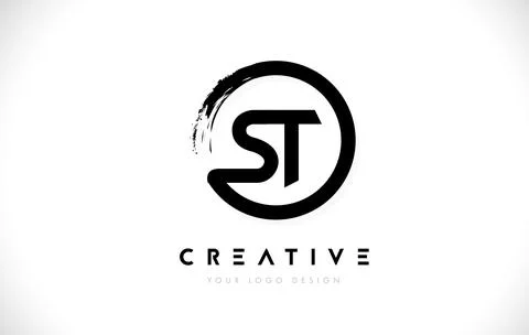ST Circular Letter Logo with Circle Brush Design and White Background. Stock Illustration