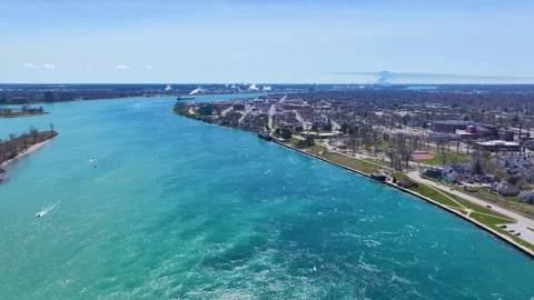 St. Clair River, Port Huron, MI, USA 库存影片 331660908